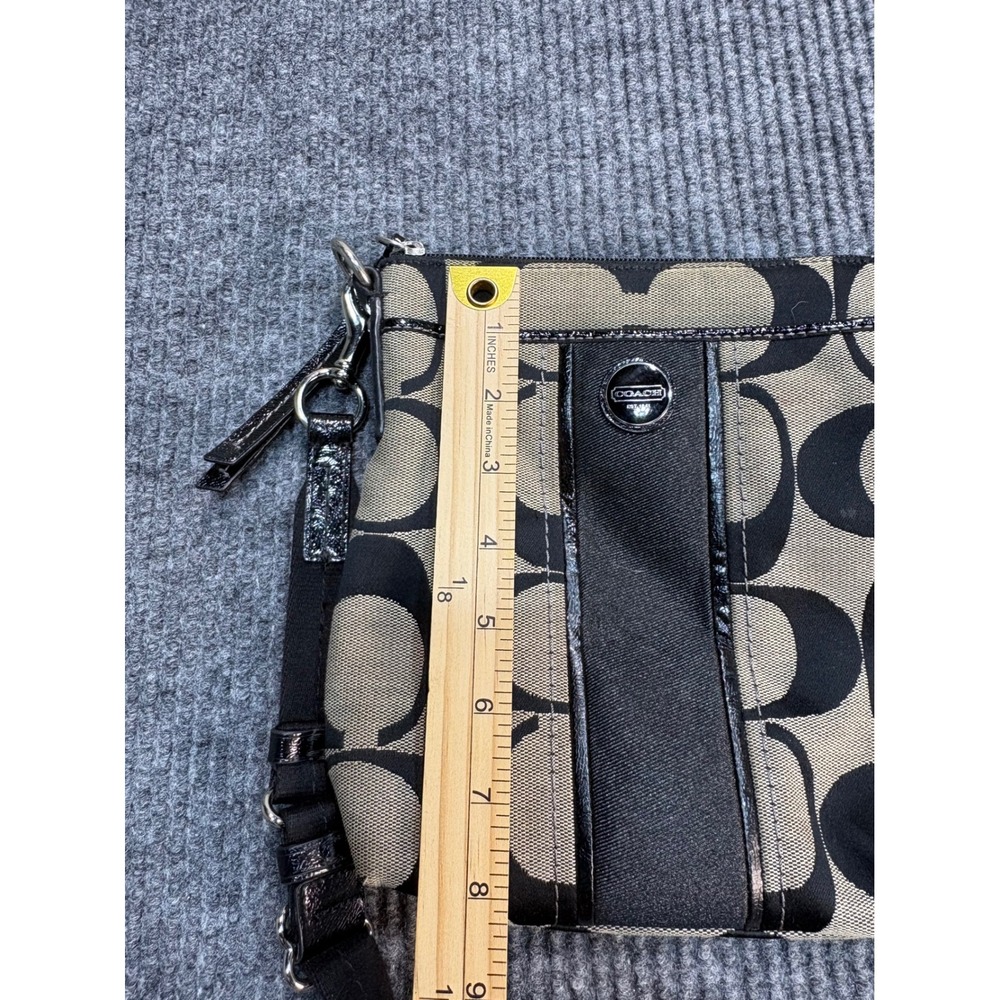 Coach Signature Jacquard Crossbody Bag Black Grey Patent Trim Messenger - Picture 8 of 8